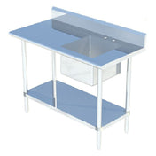 Sapphire Manufacturing SMTPS-2448R Work Table With Prep Sink 48"W X 24"D 16/304 Stainless Steel Top With 1-1/2" Rounded Front Edge
