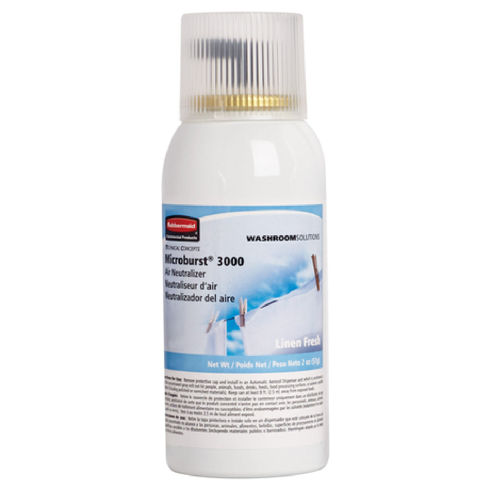 Rubbermaid FG4012551 - TC Microburst® 3000 Aerosol Air Neutralizer Refill, Linen Fresh (V.OC Compliant In All U.S. States, Canada & Mexico) (sold In Case Quantities Only)