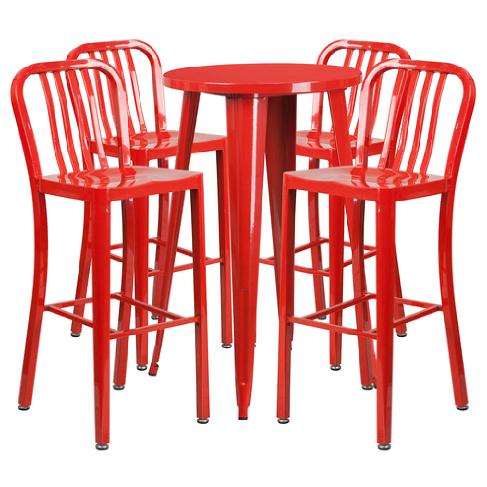 Flash Furniture CH-51080BH-4-30VRT-RED-GG Table And Bar Stool Set Includes (1) 24" Dia. X 41"H Table