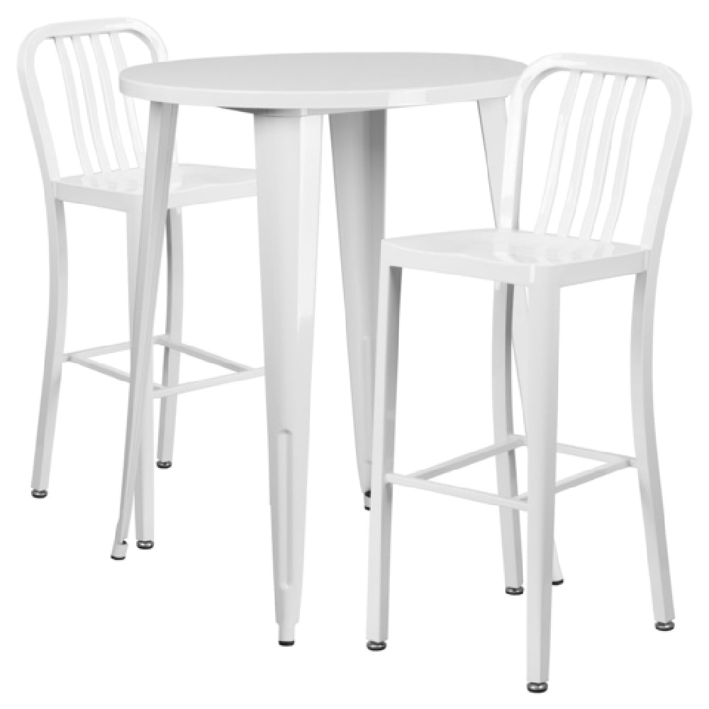 Flash Furniture CH-51090BH-2-30VRT-WH-GG Table And Bar Stool Set Includes (1) 30" Dia. X 41"H Table