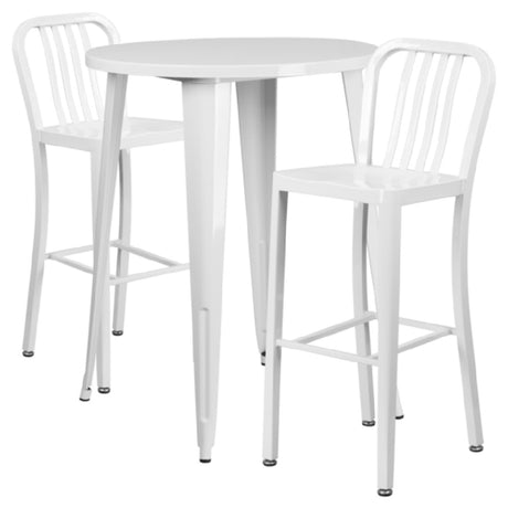 Flash Furniture CH-51090BH-2-30VRT-WH-GG Table And Bar Stool Set Includes (1) 30" Dia. X 41"H Table