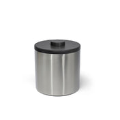 FOH RIB034BSS21 3qt Round Brushed Stainless Ice Bucket Silver With Black Lid