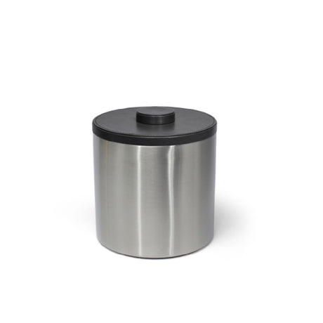 FOH RIB034BSS21 3qt Round Brushed Stainless Ice Bucket Silver With Black Lid