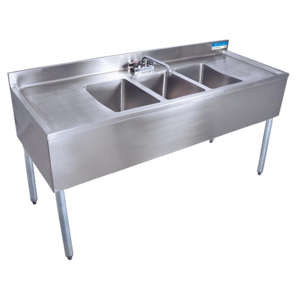 BK Resources UB4-21-396TS Underbar Sink Three Compartment 96”W X 21-1/4"D X 32-1/2"H Overall Size