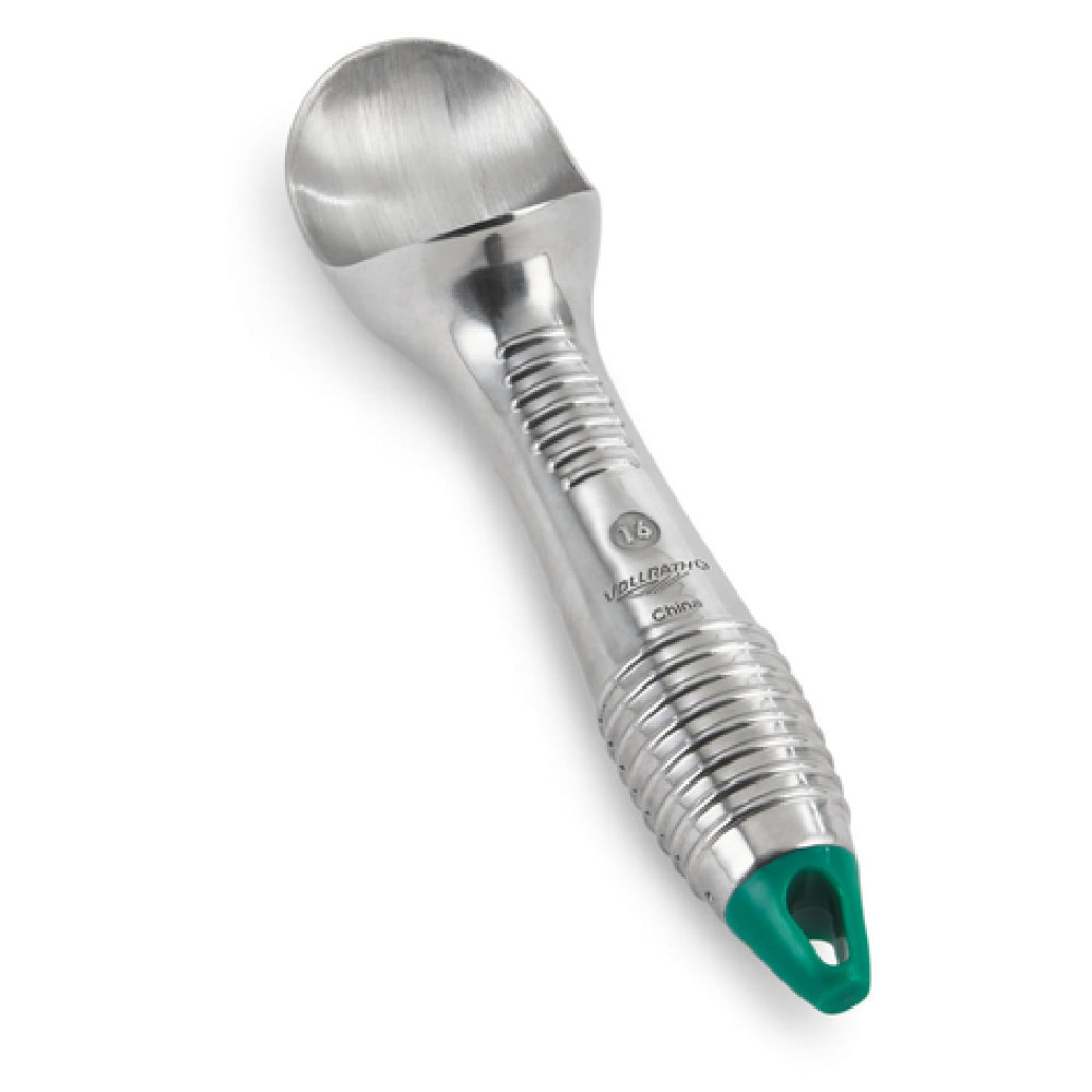 Vollrath 47276 Ice Cream Scoop Size 16 (2-1/2 Oz.) Green Color Coded Aluminum Scoop & Ergonomic Textured Handle With Anti-freeze Encapsulated