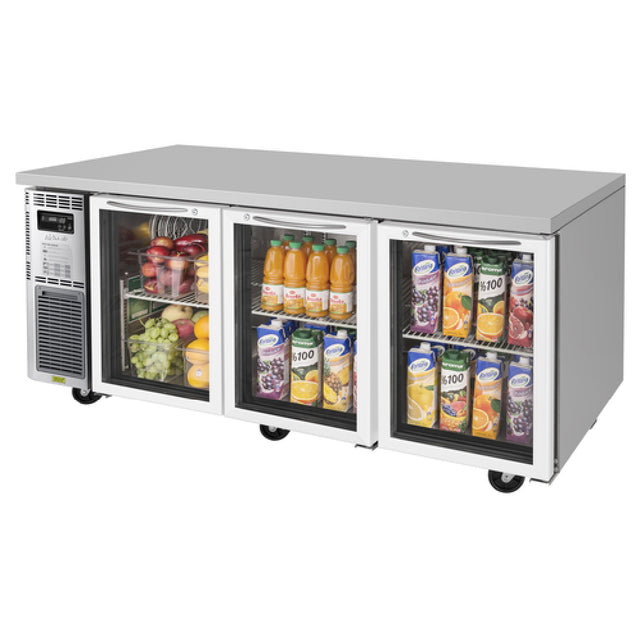 Turbo Air JUR-72-G-N J Series Glass Door Undercounter Side Mount Refrigerator Three-section