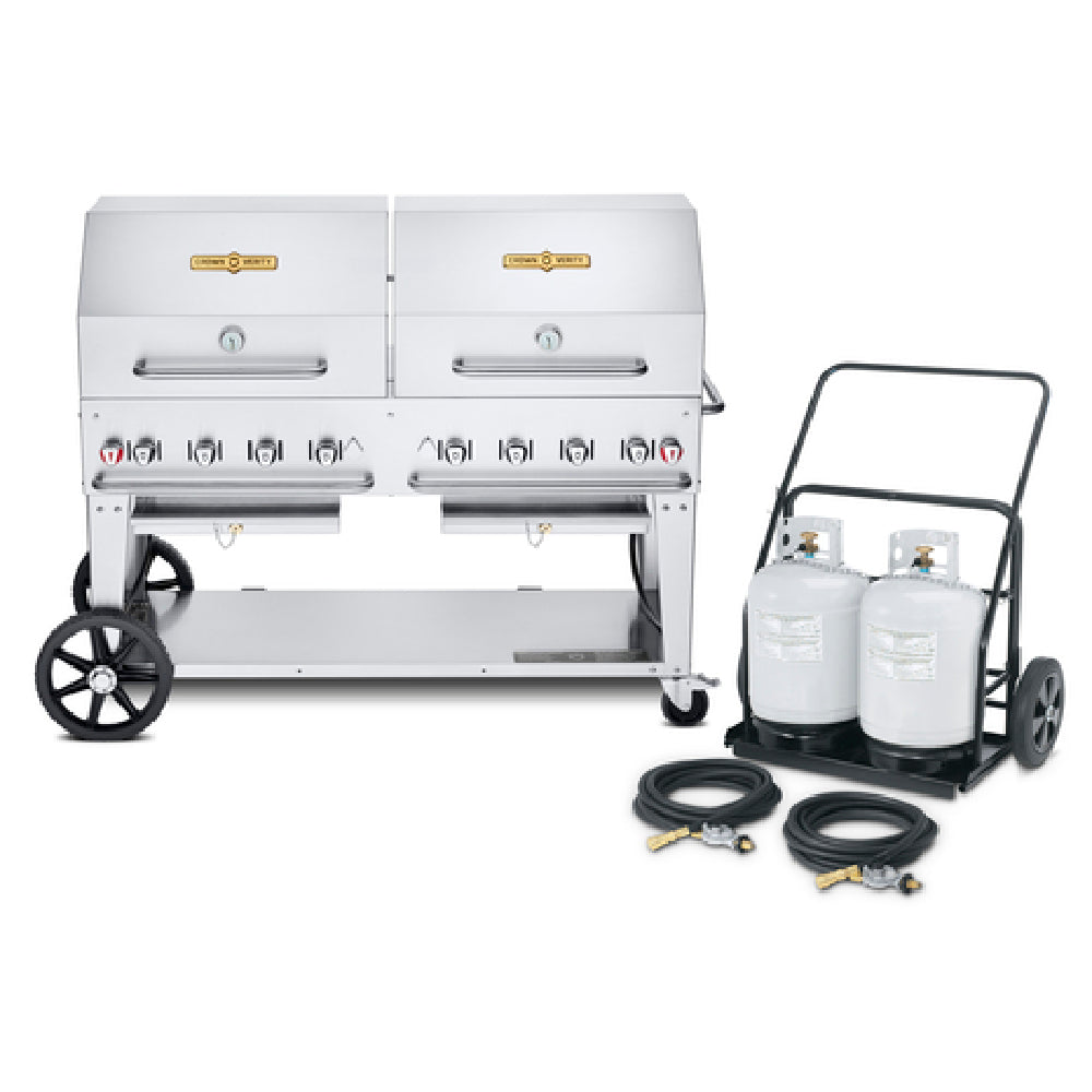 Crown Verity CV-MCC-60RDP Club Series Mobile Cart Grill With Tank Cart LP Gas