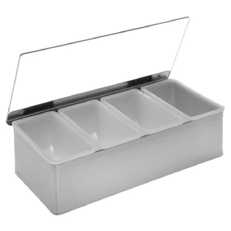 Hubert 15160 - Condiment Holder, 12" X 5-1/2" X 3"H, With (4) Plastic Pint Inserts