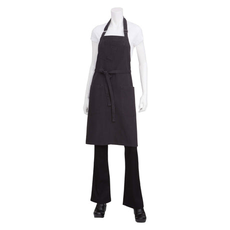 Chef Works ABKV053-SGY-0 Rockford Bib Apron 34"L X 30"W Adjustable Metal Neck Buckle