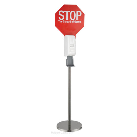 Hubert 58783 - Sanitizer/Soap Dispenser With Stand & Sign, 14" Base Dia. X 60"H, Drip Tray
