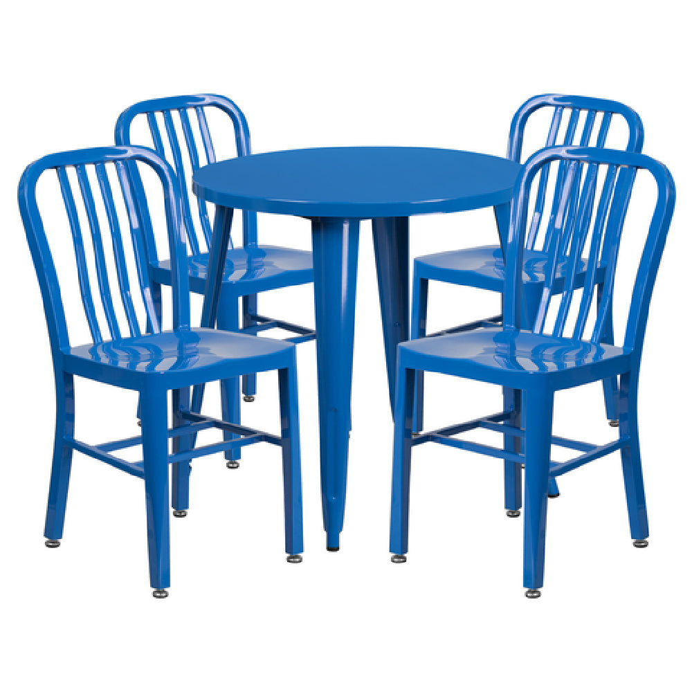 Flash Furniture CH-51090TH-4-18VRT-BL-GG Table And Chair Set Includes (1) 30" Dia. X 29-1/2"H Table