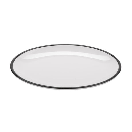 GET Enterprises OP-960-W/BK Settlement Bistro™ Enamelware Dinner Plate 9" X 6-1/4" Oval