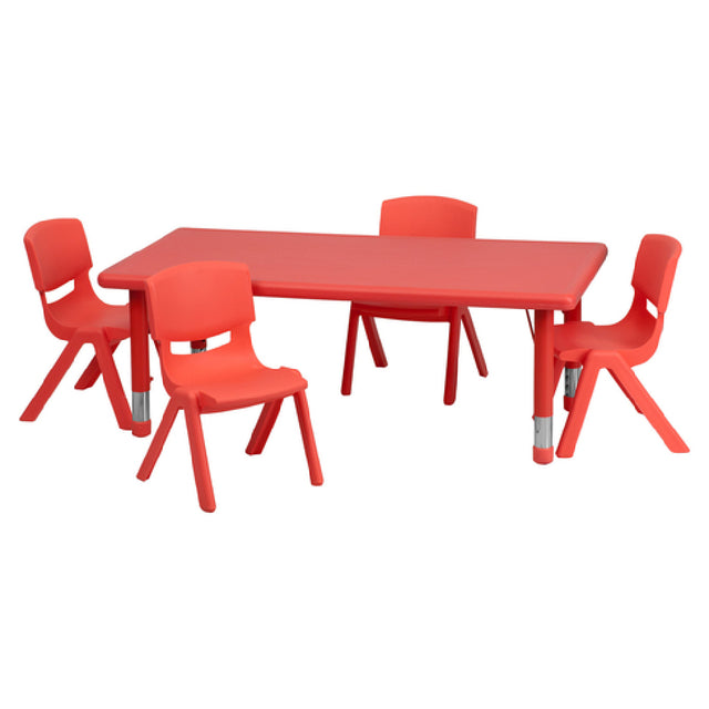 Flash Furniture YU-YCX-0013-2-RECT-TBL-RED-R-GG Preschool Activity Table Set Includes (1) Table: 48"W X 24"D X 14-1/2" 23-3/4" Adjustable Height