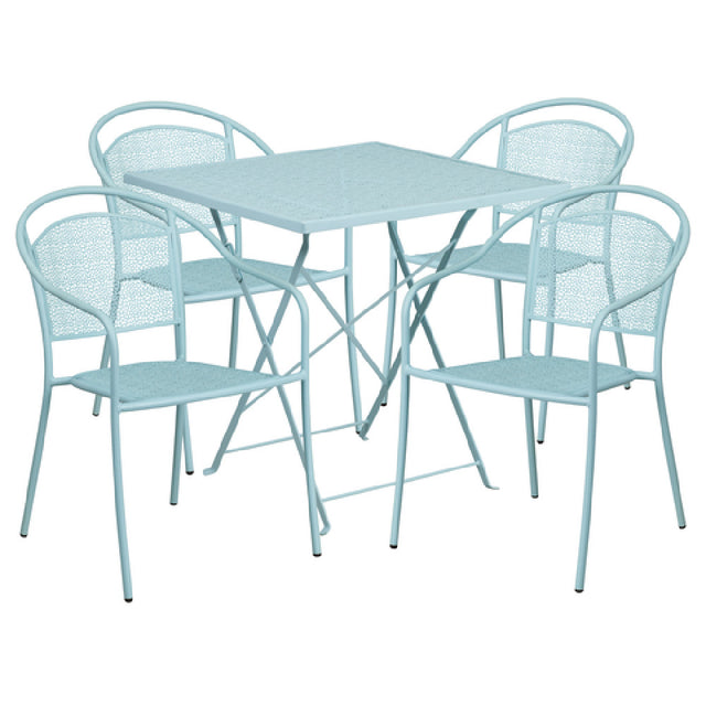 Flash Furniture CO-28SQF-03CHR4-SKY-GG Patio Table Set Includes (1) Folding Table: 28"W X 28"D X 28-1/4"H