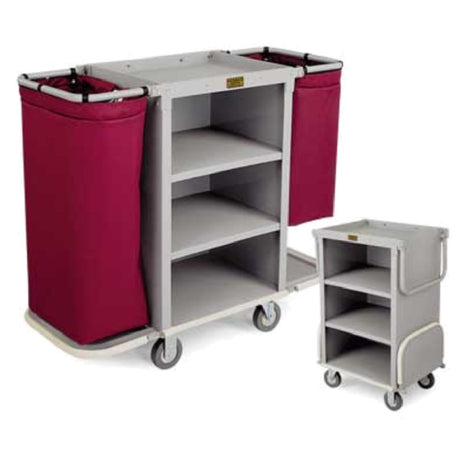 Forbes Industries 2292 Compact Plastic Housekeeping Cart Three Shelves In A 24" W X 19" D X 36" H Cabinet With 2" Deep Top Tray