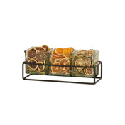 Cal Mil 23747-3-13 3 Jar Holder 12.5"W X 4.5"D X 3"H Includes 3 Glass