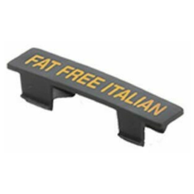 Tablecraft CN4816 Name Tag "Fat Free Italian" Black With Orange Print