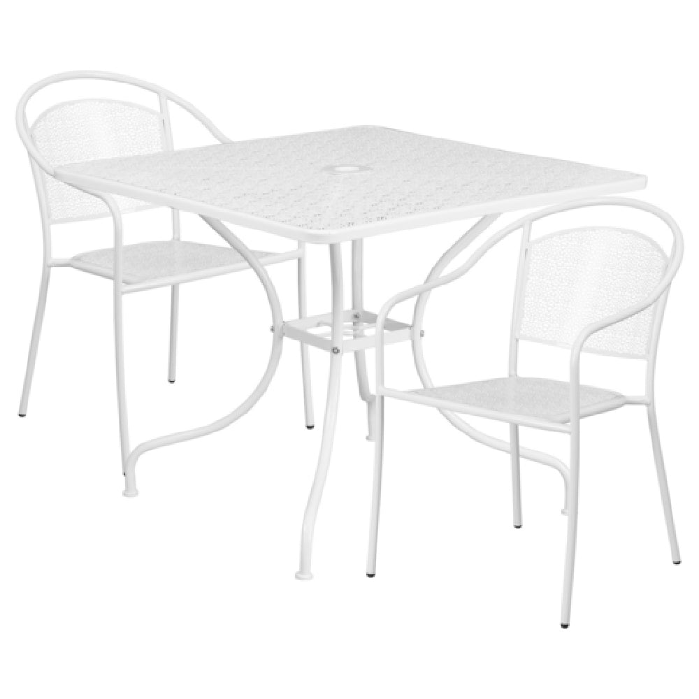 Flash Furniture CO-35SQ-03CHR2-WH-GG Patio Table Set Includes (1) Table: 35-1/2"W X 35-1/2"D X 28-3/4"H