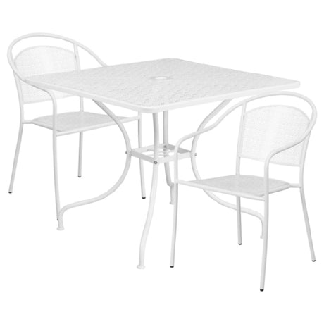 Flash Furniture CO-35SQ-03CHR2-WH-GG Patio Table Set Includes (1) Table: 35-1/2"W X 35-1/2"D X 28-3/4"H