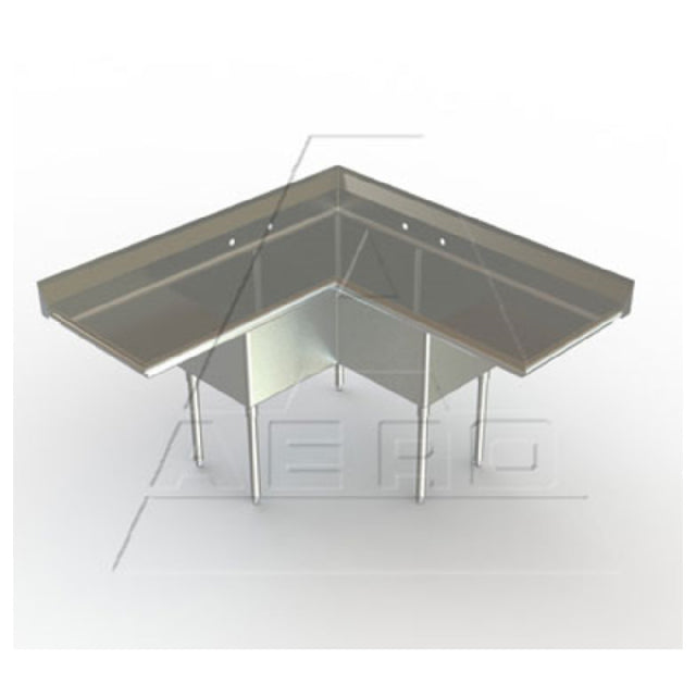 AERO Manufacturing XC3-2424-24LR Corner Sink Three Compartment With 24" Drainboards On Left & Right