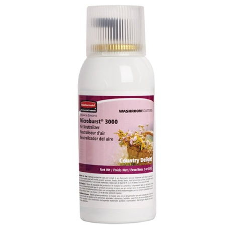 Rubbermaid FG4012591 - TC Microburst® 3000 Aerosol Air Neutralizer Refill, Country Delight (V.OC Compliant In All U.S. States, Canada & Mexico) (sold In Case Quantities Only)
