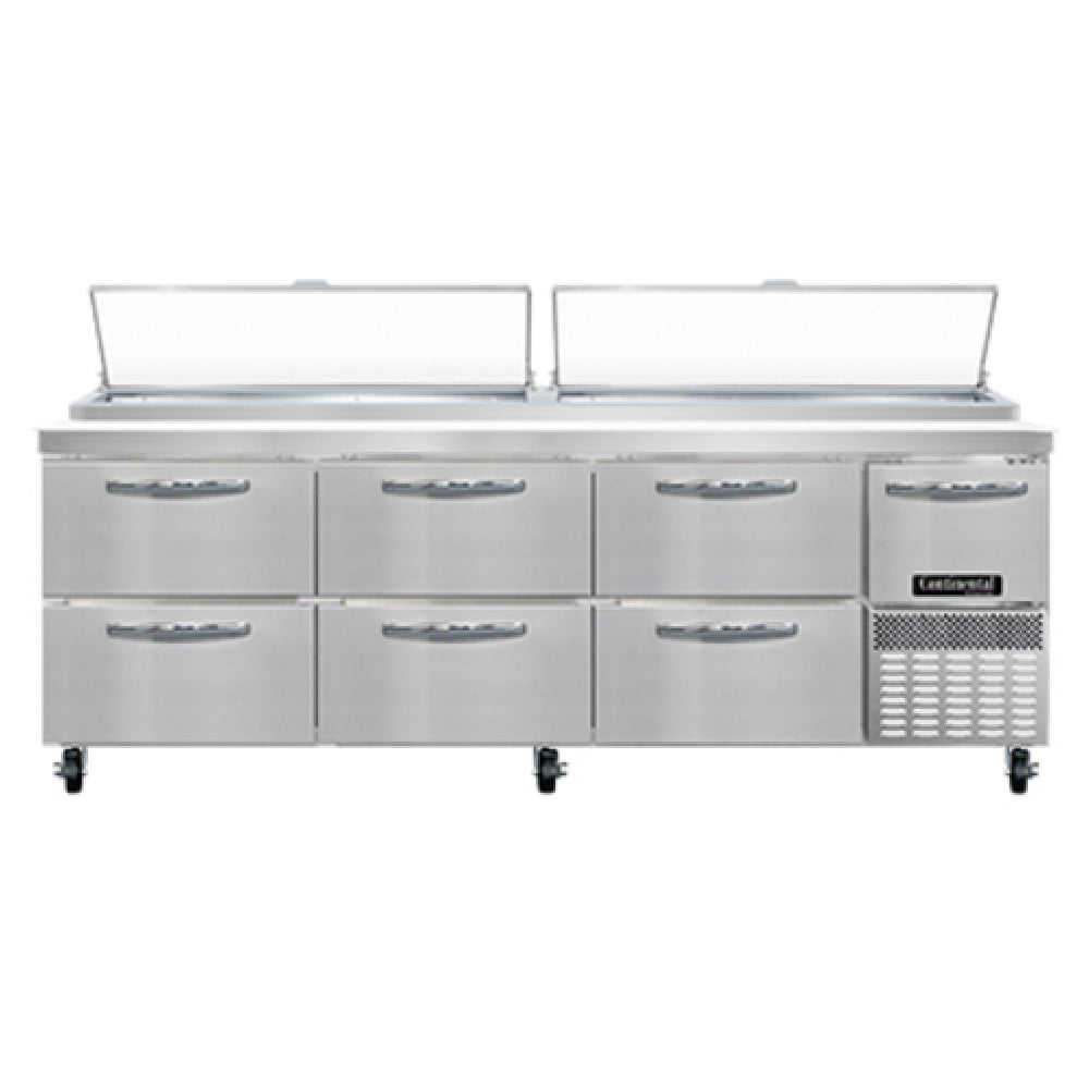 Continental Refrigerator PA93N-D Pizza Prep Table 93"W Three-section