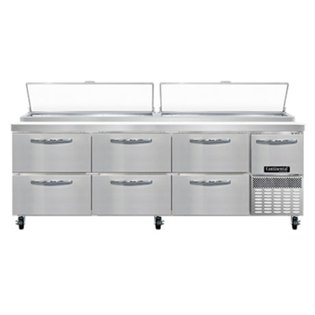 Continental Refrigerator PA93N-D Pizza Prep Table 93"W Three-section