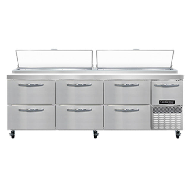 Continental Refrigerator PA93N-D Pizza Prep Table 93"W Three-section