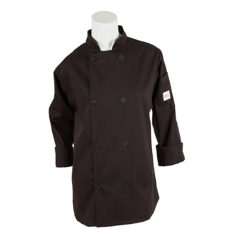 Mercer Culinary M60020BKM Millennia® Women's Chef Jacket (8) Traditional Buttons Shoulder Pocket