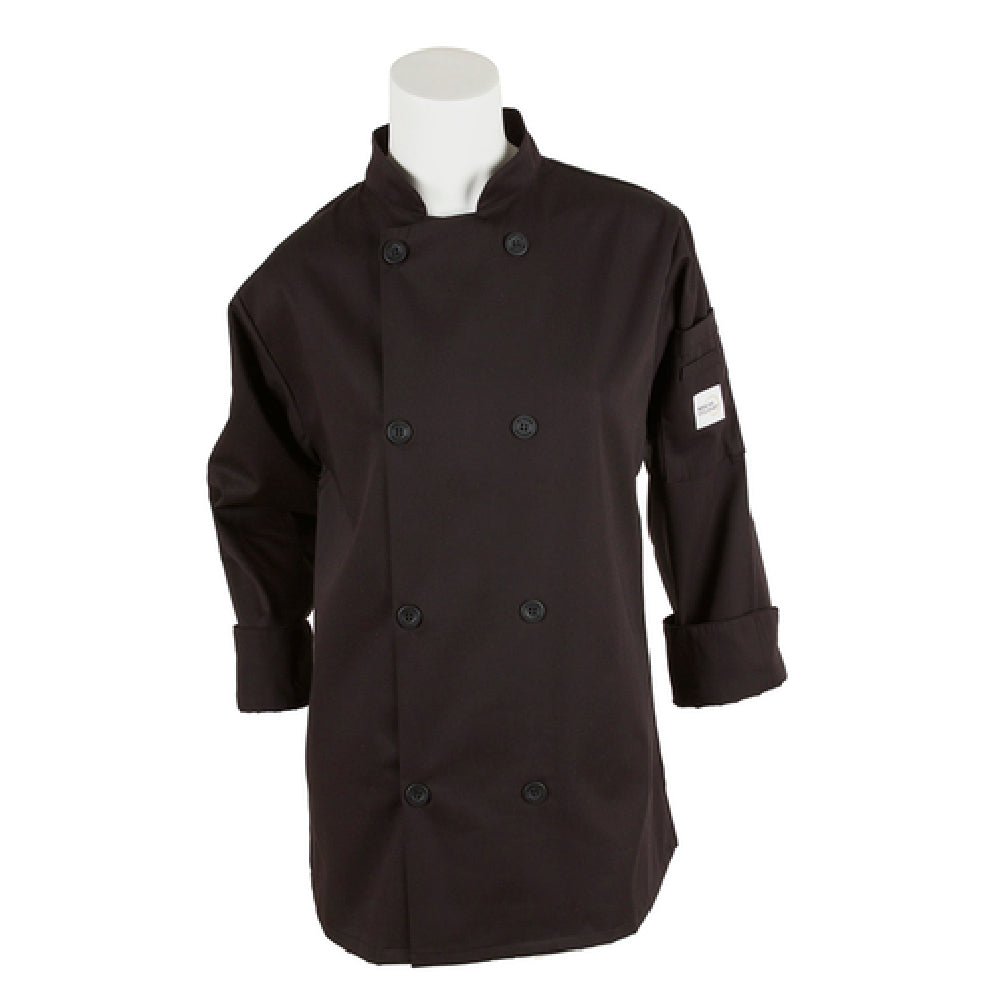 Mercer Culinary M60020BKL Millennia® Women's Chef Jacket (8) Traditional Buttons Shoulder Pocket