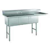 Hubert 29N-058 - Kratos® 3 Compartment Sink, 76"W X 22"D X 44.75"H, 16 Ga