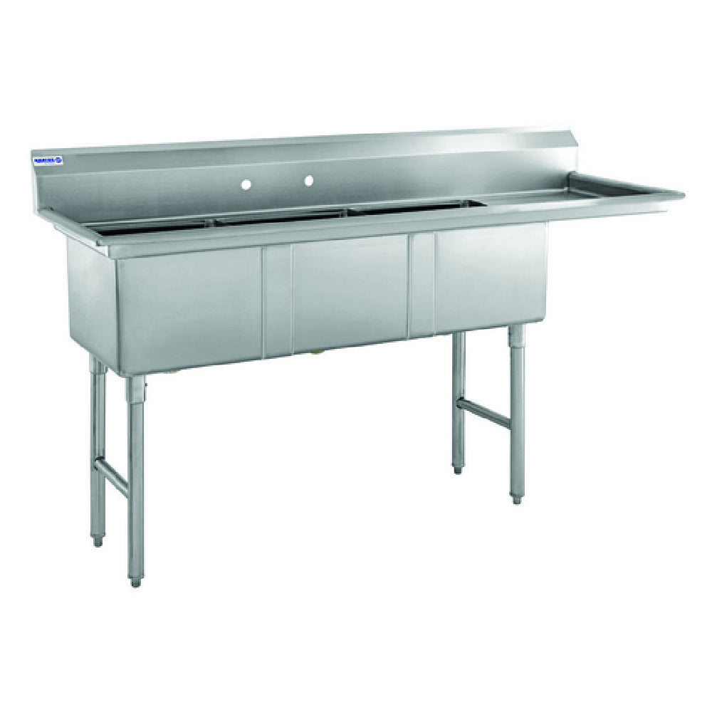 Hubert 93040 - Kratos® 3 Compartment Sink, 76"W X 22"D X 44.75"H, 16 Ga