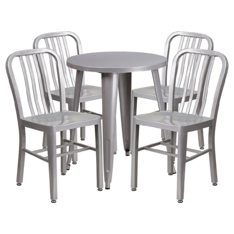 Flash Furniture CH-51080TH-4-18VRT-SIL-GG Table And Chair Set Includes (1) 24" Dia. X 29"H Table