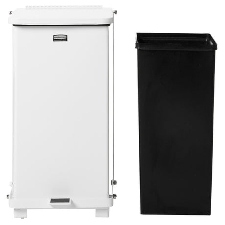 Rubbermaid FGST12EPLWH - The Defenders® Step Can, 12" Sq X 23" H, 6-1/2 Gallon