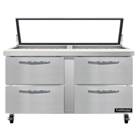 Continental Refrigerator SW60N24M-HGL-D Mighty Top Sandwich Unit With Hinged Glass Lid