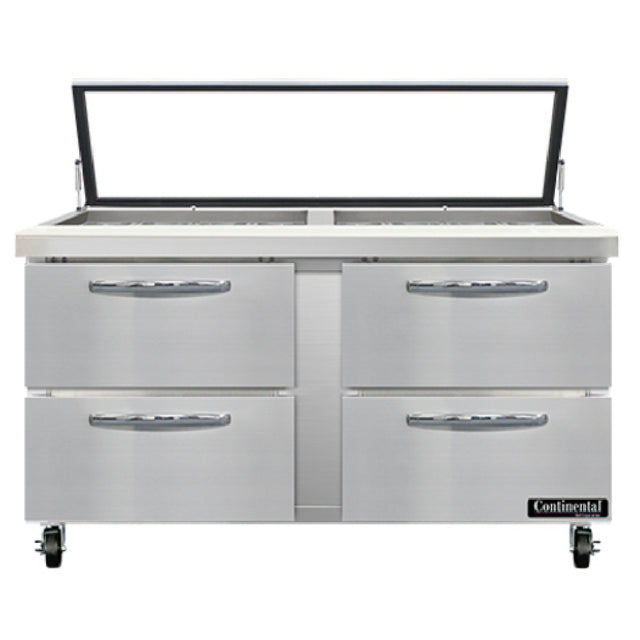 Continental Refrigerator SW60N24M-HGL-D Mighty Top Sandwich Unit With Hinged Glass Lid