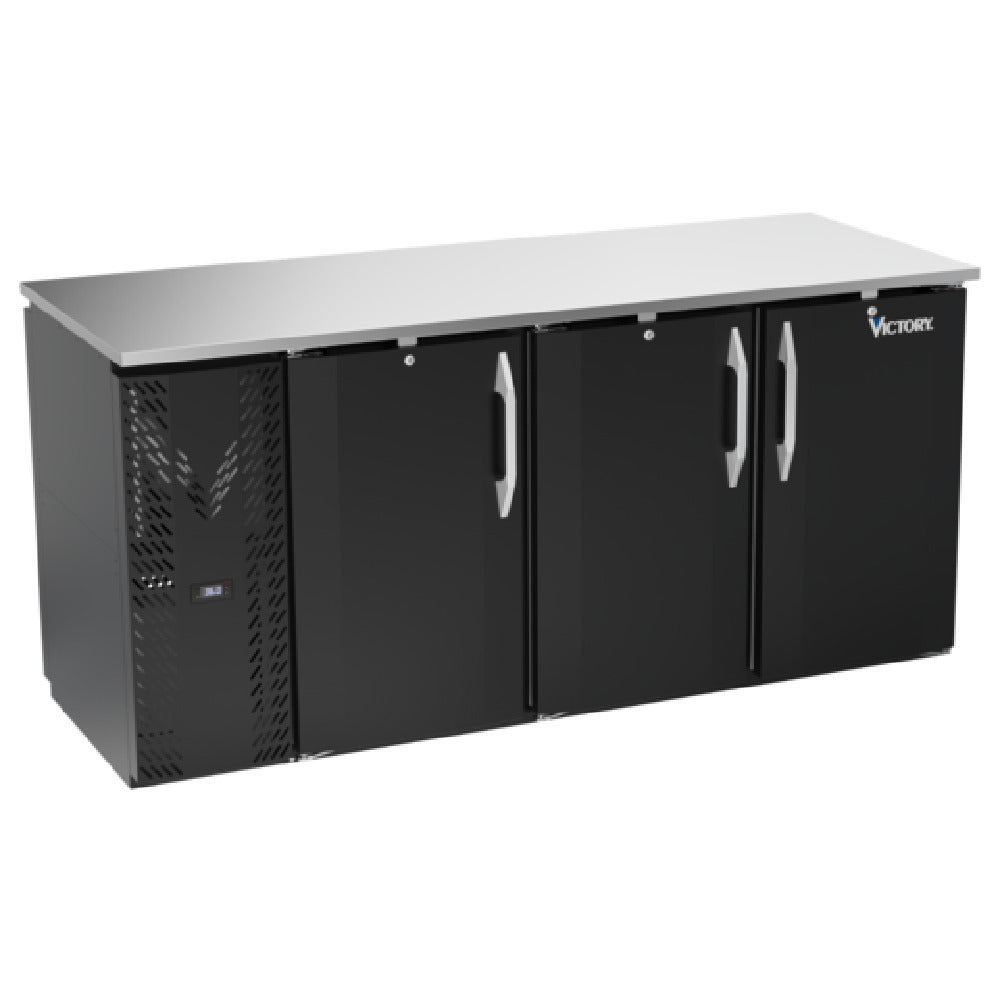 Victory VBBN72HC-PT-B - Pass-Thru Back Bar Refrigerator, Three-section, 72"W X 29-9/16"D X 34"H