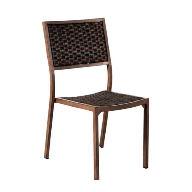 Plantation Prestige Commercial Furniture 8760700-0467 Savannah Side Chair All Aluminum Chestnut Finish