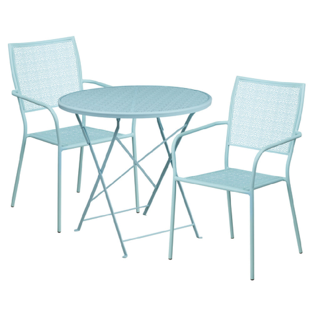 Flash Furniture CO-30RDF-02CHR2-SKY-GG Patio Table Set Includes (1) Folding Table: 30" Dia. X 28"H