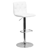 Flash Furniture CH-112080-WH-GG Swivel Bar Stool Adjustable Height Contemporary Style