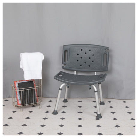 Flash Furniture DC-HY3501L-GRY-GG Hercules Series Shower Chair 25-1/4" To 32-1/4" Adjustable Height