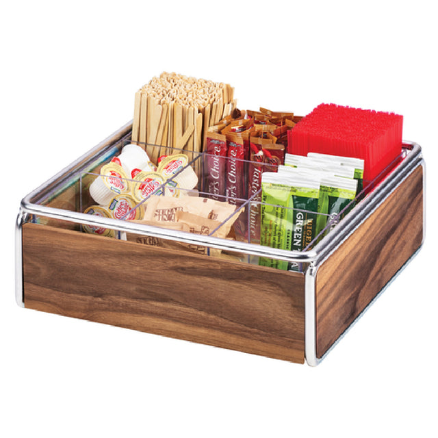 Cal Mil 3707-49 Mid-Century Condiment Organizer 12"W X 12"D X 4-1/2"H (1) 9-compartment Plastic Insert