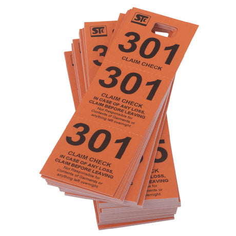 Stanton Trading 3GCR-ORANGE Coat Room Check Cardboard Triplicate Tickets Orange