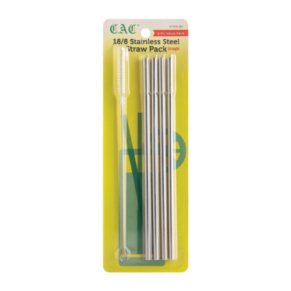 CAC China STRA-8S Reusable Straw 1/4" Dia. X 8-1/2"L Straight