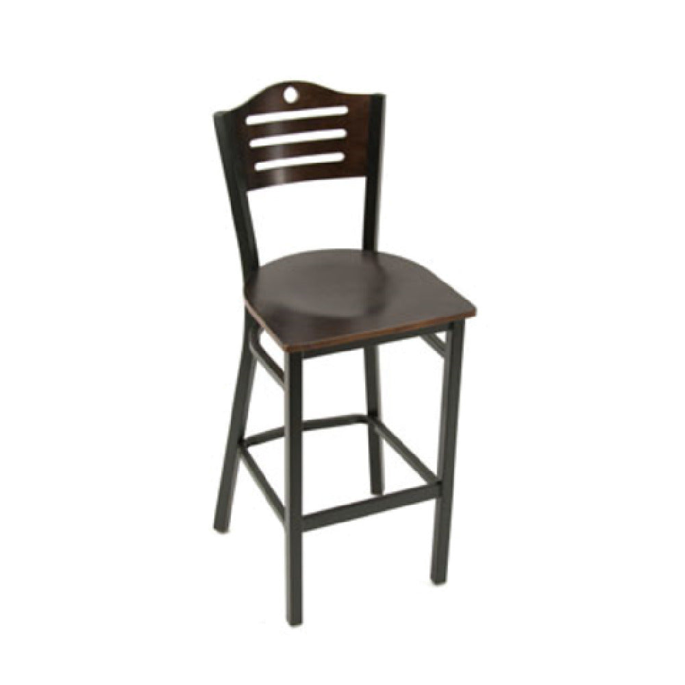 Klinger's Trading 707-BS-W Bar Stool Mahogany Wood Seat & Slatted Back With Hole Cutout