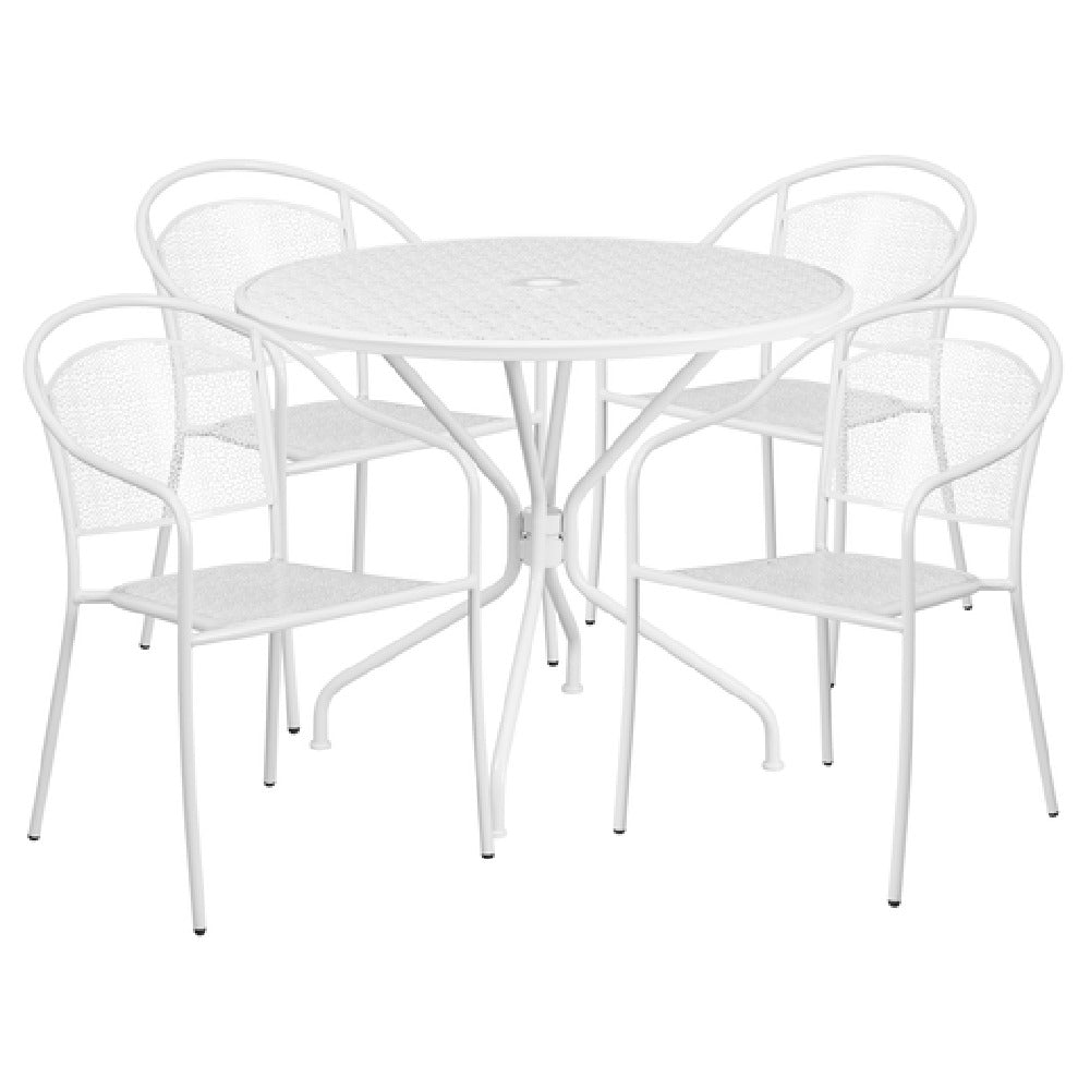 Flash Furniture CO-35RD-03CHR4-WH-GG Patio Table Set Includes (1) Table: 35-1/4" Dia. X 28-3/4"H