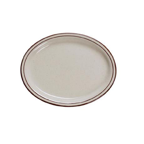 Yanco BR-12 Brown Speckled Platter 9-1/2"L X 7-1/2"W Oval