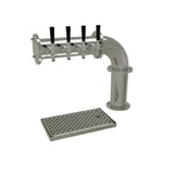 Glastender PC-4-MF Pipe Cantilever Draft Dispensing Tower Countertop (4) Stainless Steel Faucets (handles Not Included)