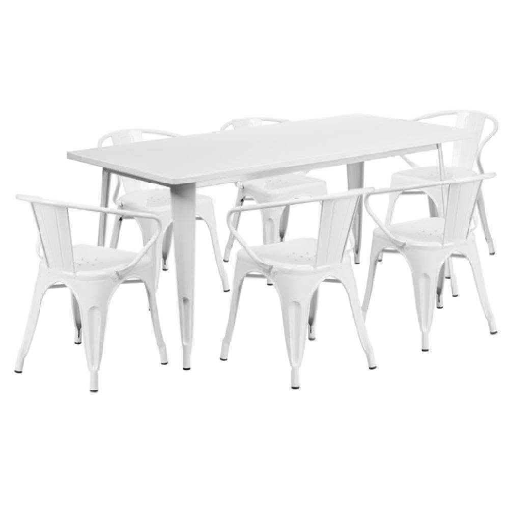 Flash Furniture ET-CT005-6-70-WH-GG Table And Chair Set Includes (1) 63"W X 31-1/2"D X 29-1/2"H Table