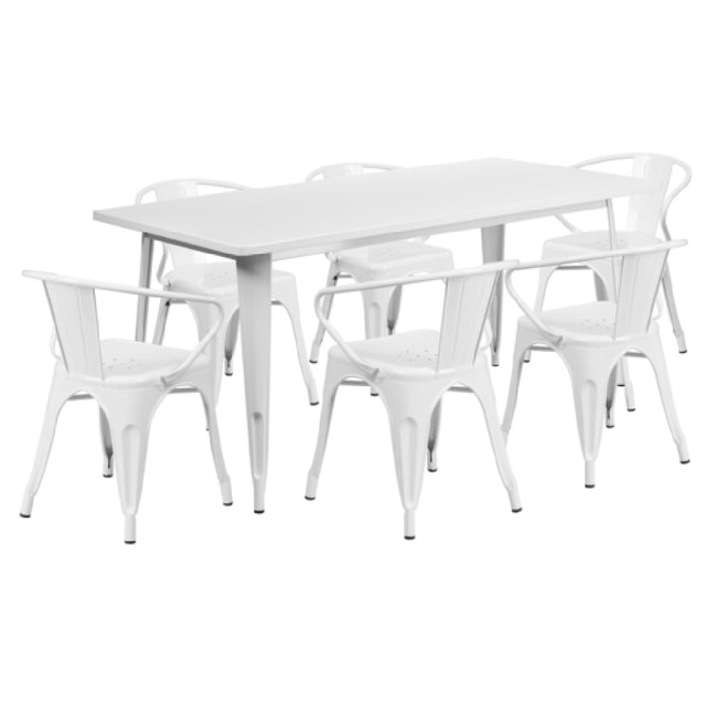 Flash Furniture ET-CT005-6-70-WH-GG Table And Chair Set Includes (1) 63"W X 31-1/2"D X 29-1/2"H Table